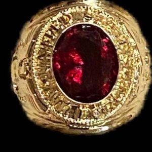 AIr Force Ring Red crystal stone 18 Kt Gold Military US MADE 7 14 NWT